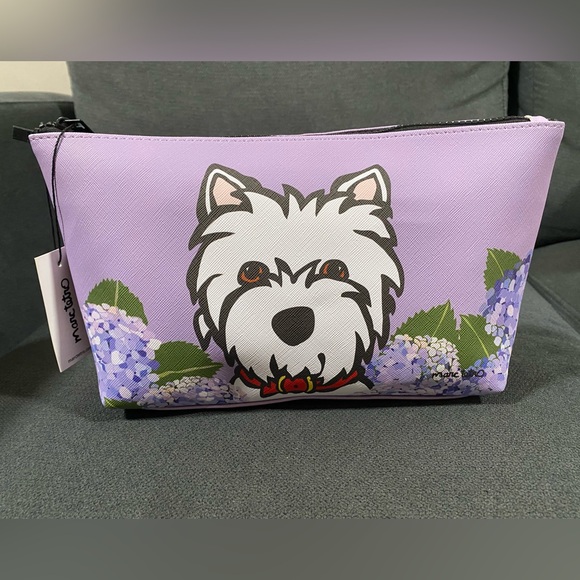 Marc Tetro Handbags - NWT Marc Tetro White Westie Dog Print & Purple Hydrangea Flowers Bag